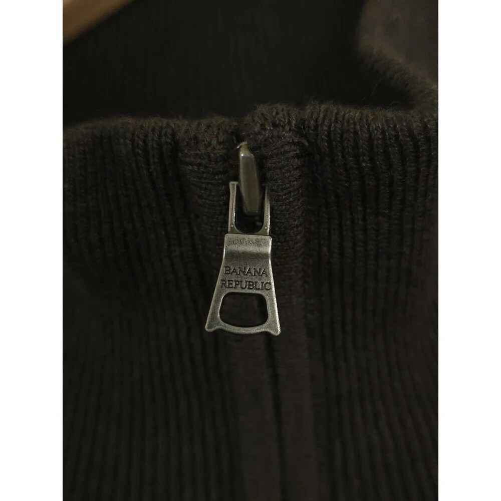 Banana Republic Silk Cashmere Quater Zip Sweater Men's XL Tall Brown Knit